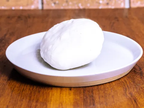 Pap on a white plate